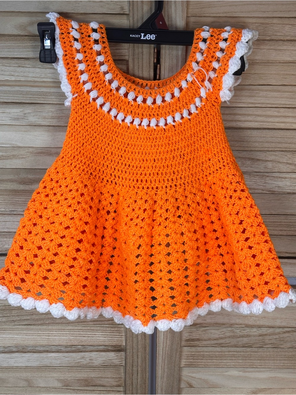 Handmade Crochet Orange & White Baby Dress